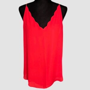LOFT Red Scalloped Camisole